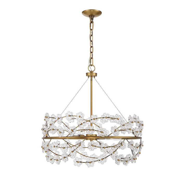 Savoy House Camille 5 Light Chandelier, Warm Brass/Clear Flowers