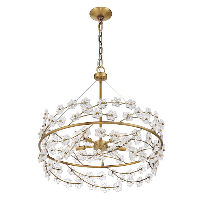Savoy House Camille 5 Light Chandelier, Warm Brass/Clear Flowers