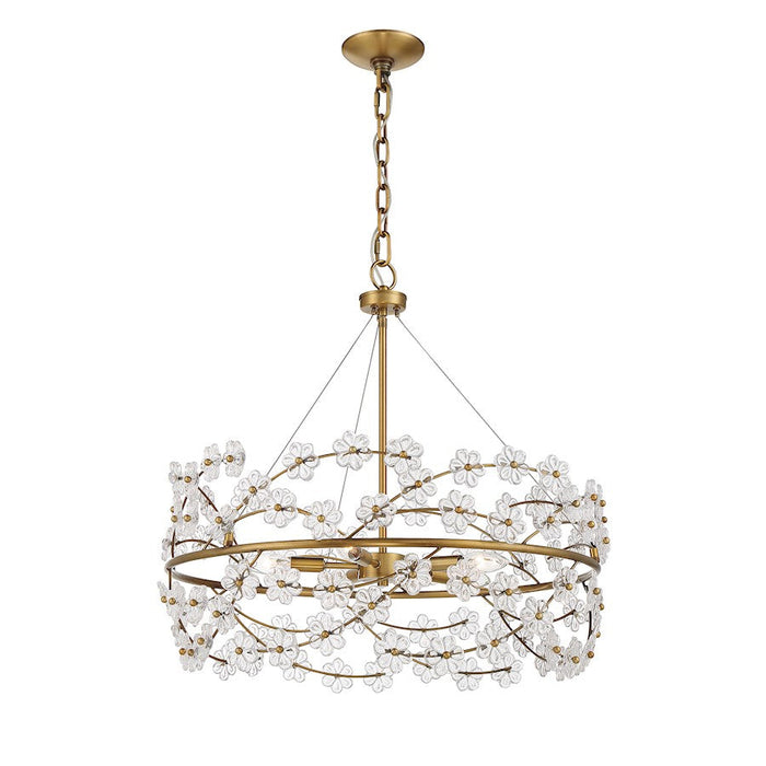 Savoy House Camille 5 Light Chandelier, Warm Brass/Clear Flowers