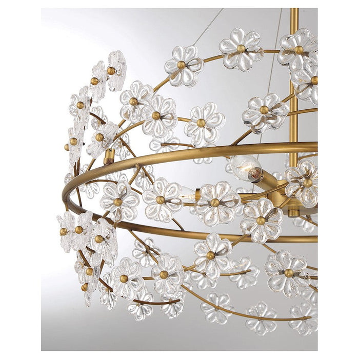 Savoy House Camille 5 Light Chandelier, Warm Brass/Clear Flowers