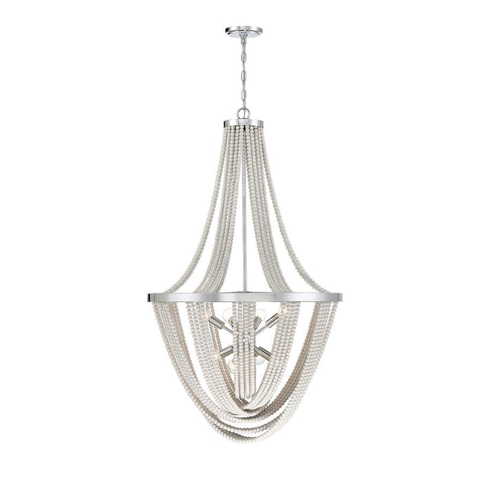 Savoy House Contessa 8 LightÂ Chandelier, Chrome/Wooden Beads - 1-1766-8-110