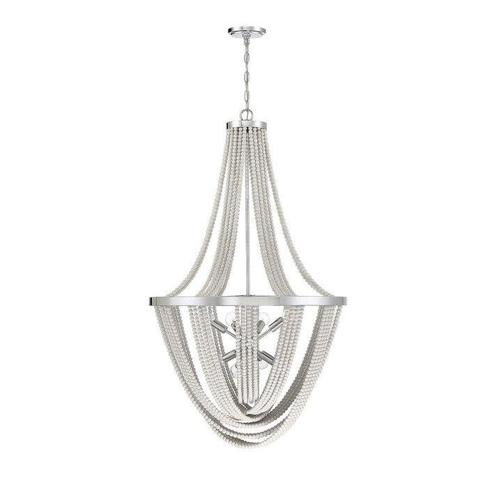 Savoy House Contessa Â Chandelier, Chrome/Wooden Beads