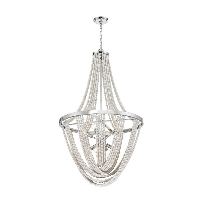 Savoy House Contessa Â Chandelier, Chrome/Wooden Beads