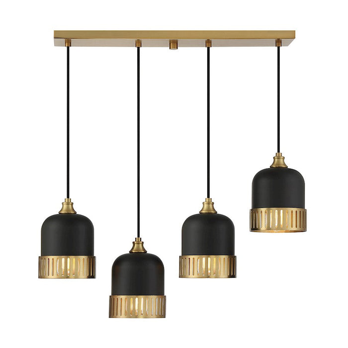 Savoy House Eclipse 4 Light Linear Chandelier, Black/Brass
