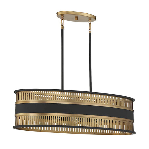 Savoy House Eclipse 5 Light Linear Chandelier, Black/Brass