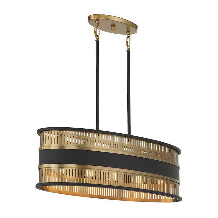 Savoy House Eclipse 5 Light Linear Chandelier, Black/Brass