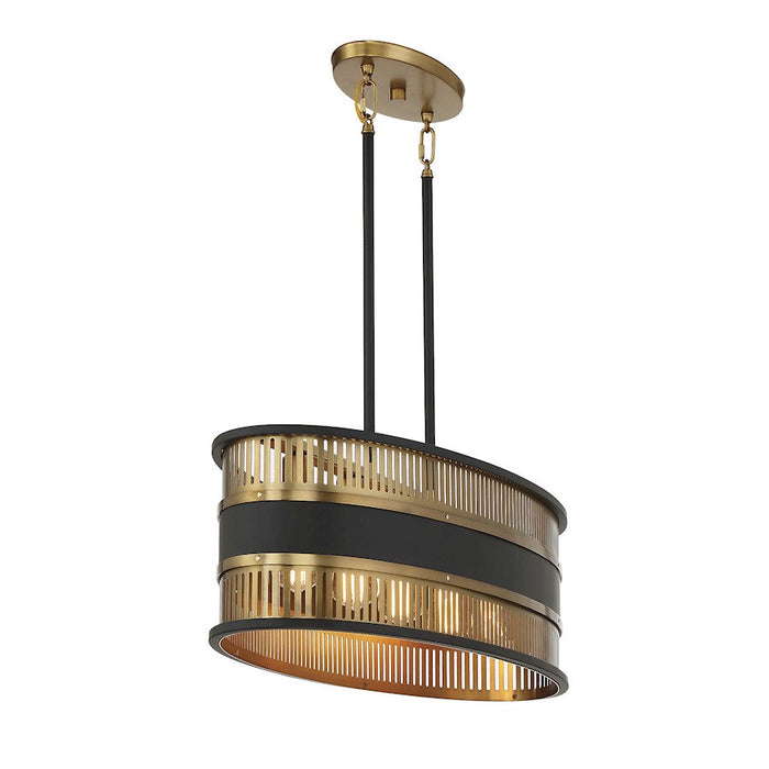 Savoy House Eclipse 5 Light Linear Chandelier, Black/Brass