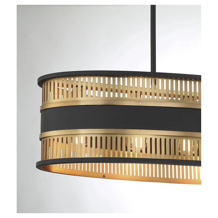 Savoy House Eclipse 5 Light Linear Chandelier, Black/Brass