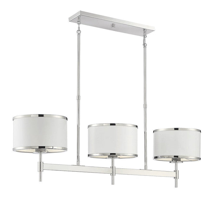 Savoy House Delphi 3 Light Linear Chandelier, White/Nickel - 1-187-3-172