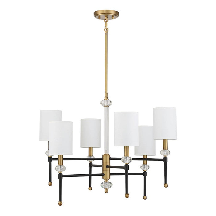 Savoy House Tivoli 6 Light 20" Chandelier, Black/Brass