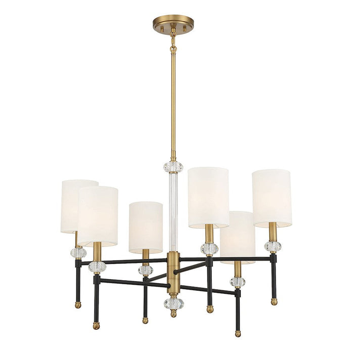 Savoy House Tivoli 6 Light 20" Chandelier, Black/Brass