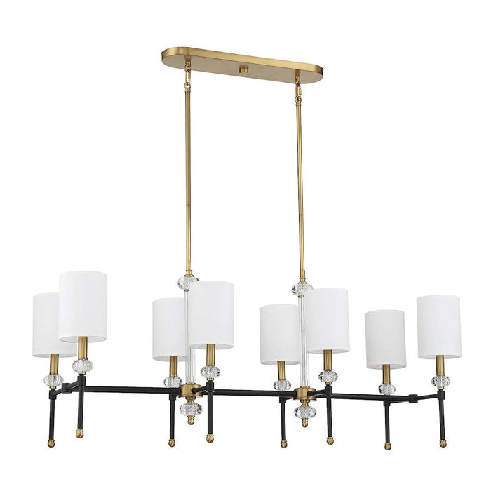 Savoy House Tivoli 8 Light Linear Chandelier, Black/Brass