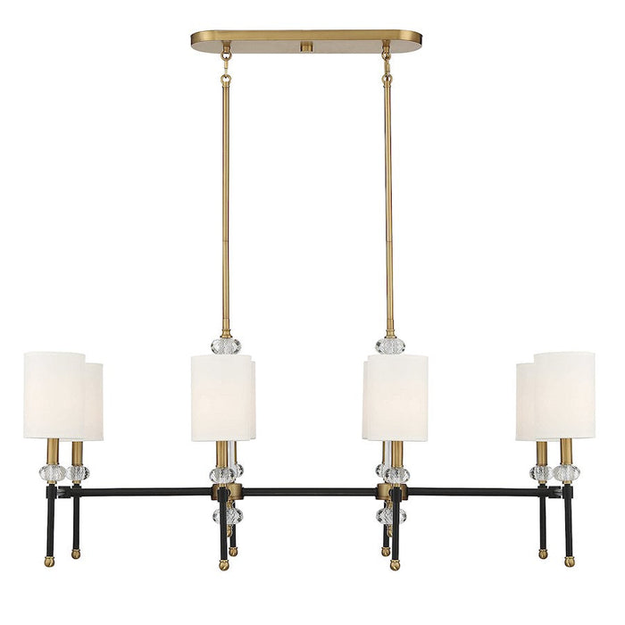 Savoy House Tivoli 8 Light Linear Chandelier, Black/Brass