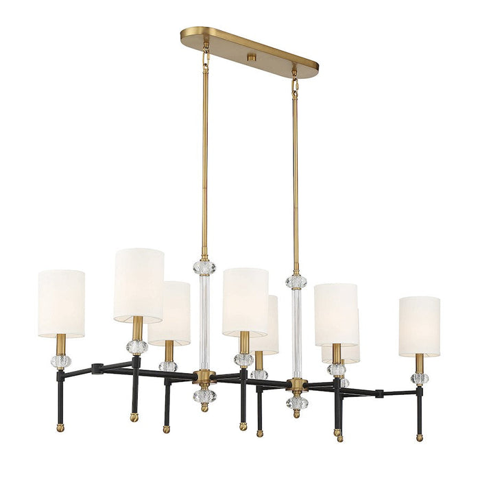 Savoy House Tivoli 8 Light Linear Chandelier, Black/Brass