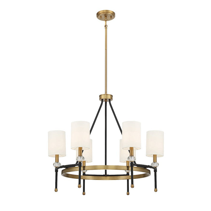 Savoy House Tivoli 6 Light 24" Chandelier, Black/Brass