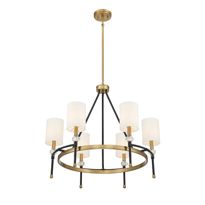 Savoy House Tivoli 6 Light 24" Chandelier, Black/Brass