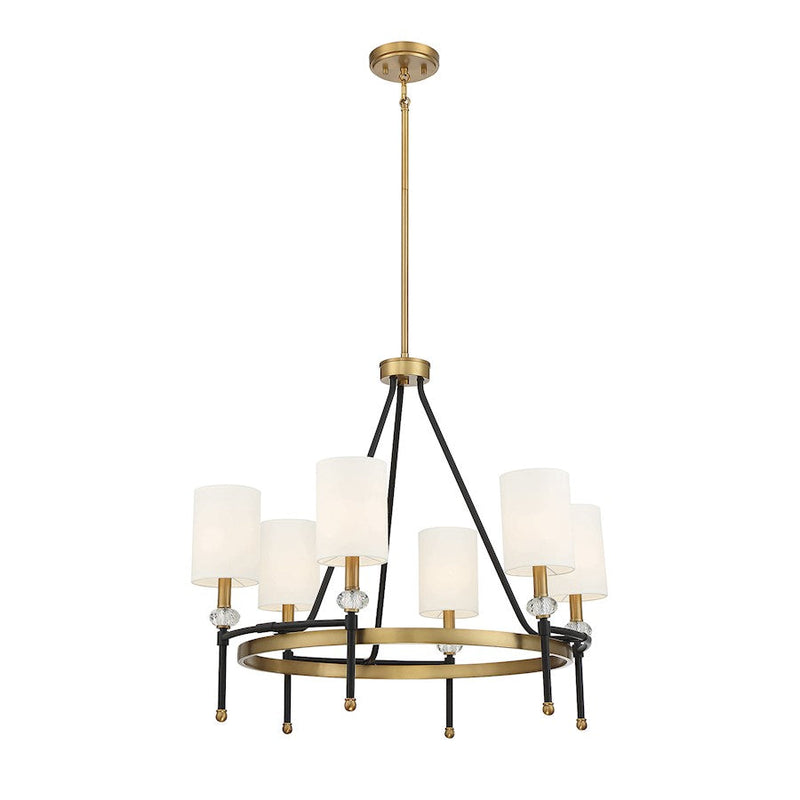 Savoy House Tivoli 6 Light 24" Chandelier, Black/Brass