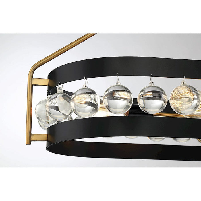 Savoy House Edina 6 Light Chandelier, Black/Warm Brass