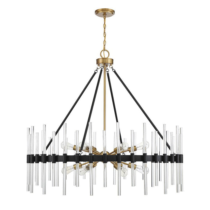 Savoy House Santiago 12 Light Chandelier, Black/Brass