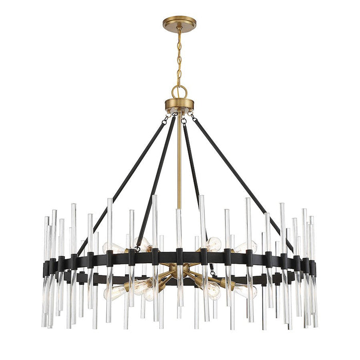 Savoy House Santiago 12 Light Chandelier, Black/Brass