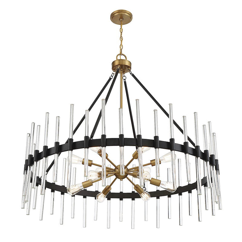 Savoy House Santiago 12 Light Chandelier, Black/Brass