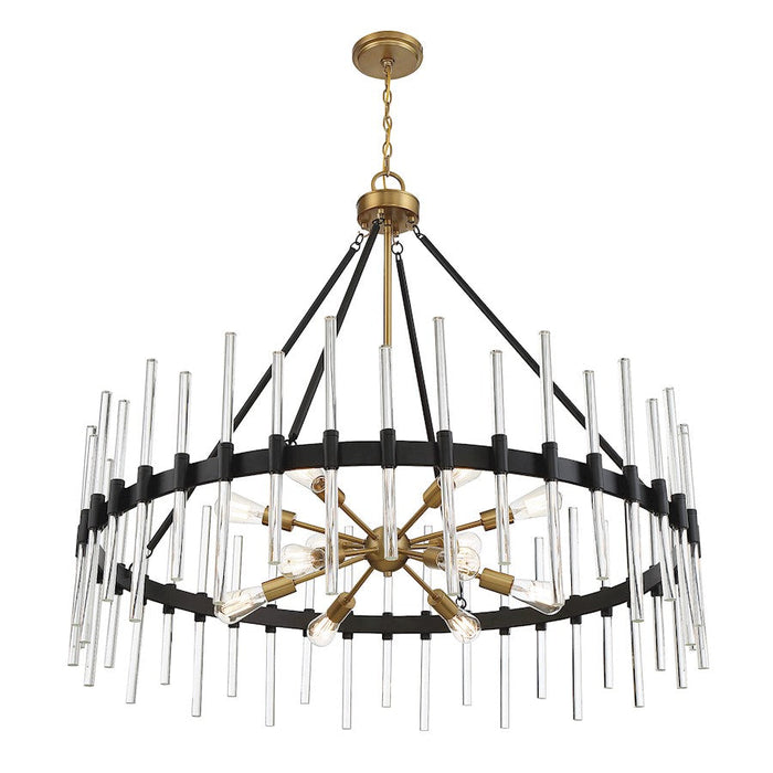 Savoy House Santiago 12 Light Chandelier, Black/Brass