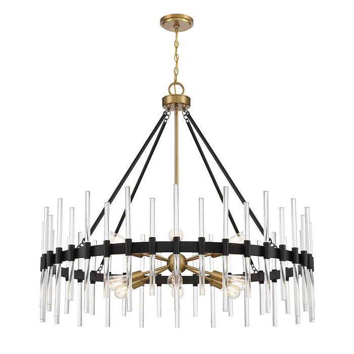 Savoy House Santiago 12 Light Chandelier, Black/Brass