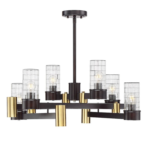 Savoy House Bunker 10 Light Chandelier, English Bronze and Warm Brass