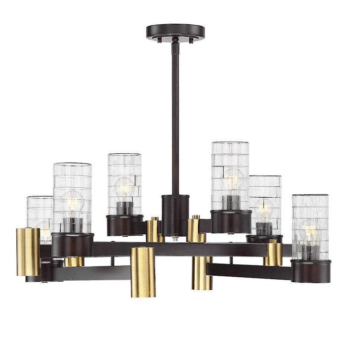 Savoy House Bunker 10 Light Chandelier, English Bronze and Warm Brass