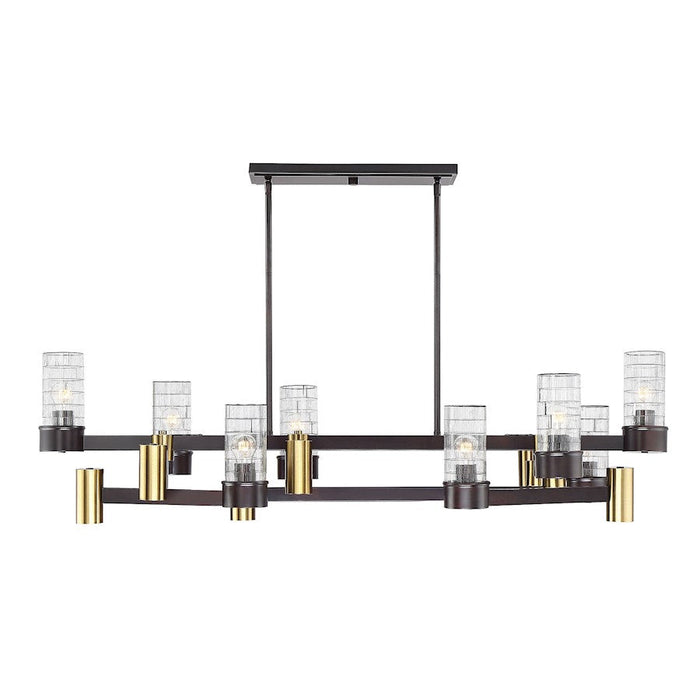 Savoy House Bunker 14 Light Linear Chandelier, English Bronze and Warm Brass