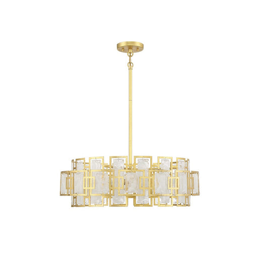 Savoy House Portia 5 Light Chandelier, True Gold/Strie Piastra