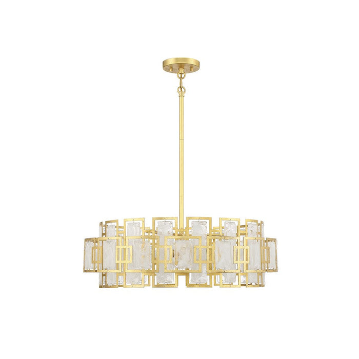 Savoy House Portia 5 Light Chandelier, True Gold/Strie Piastra