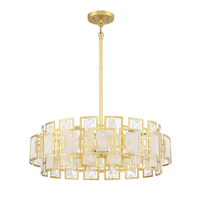 Savoy House Portia 5 Light Chandelier, True Gold/Strie Piastra