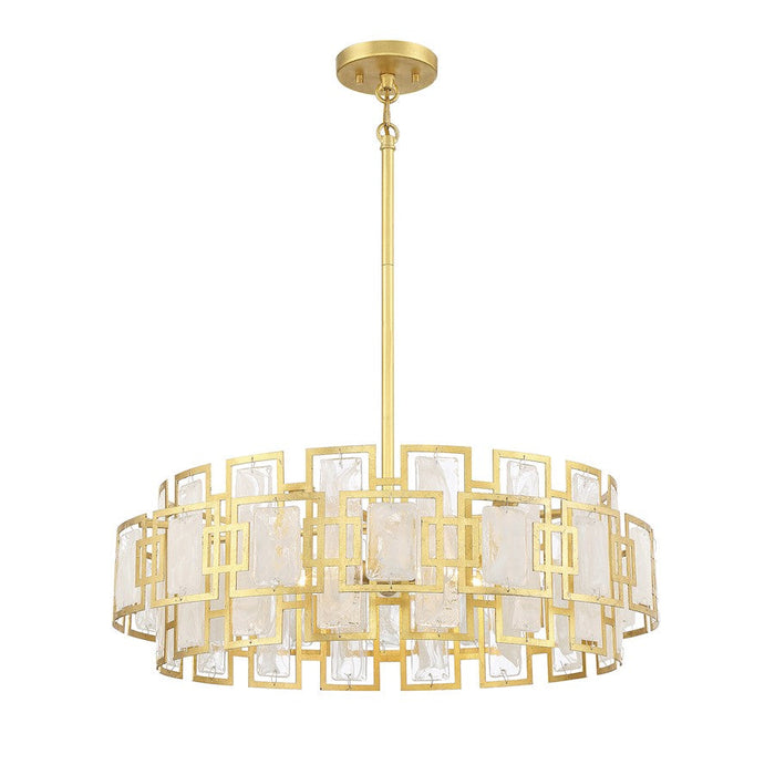 Savoy House Portia 5 Light Chandelier, True Gold/Strie Piastra