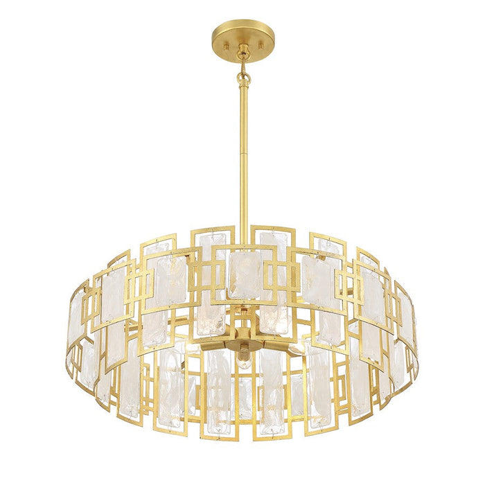 Savoy House Portia 5 Light Chandelier, True Gold/Strie Piastra