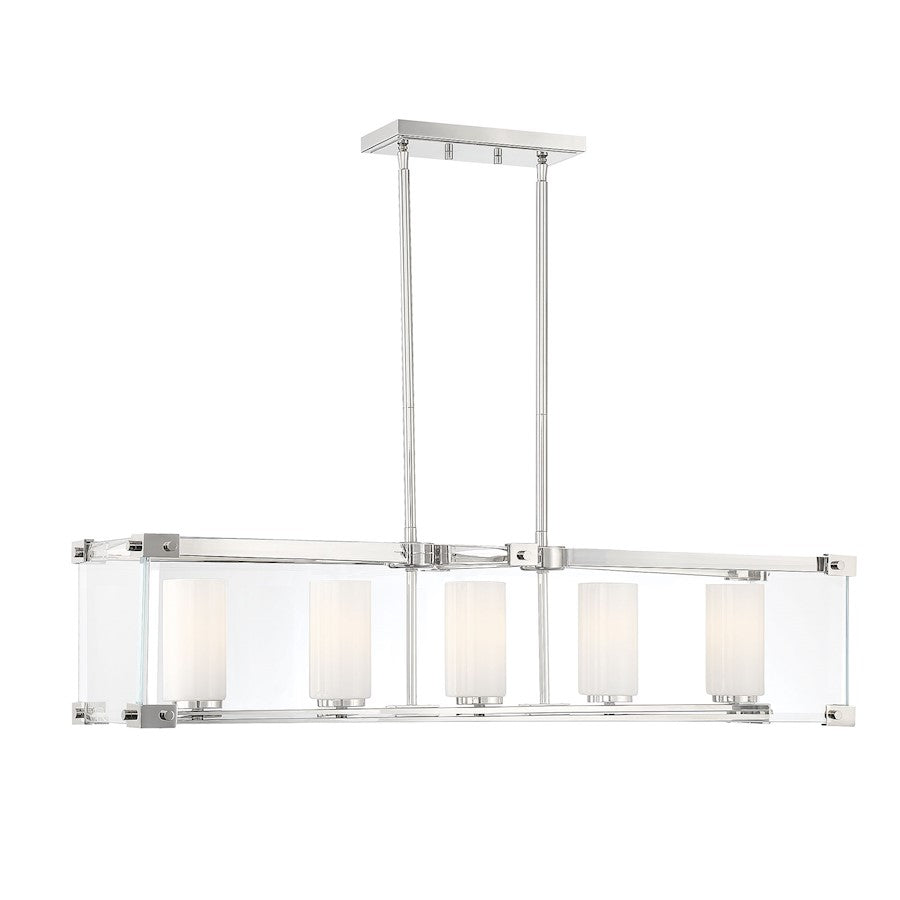 Savoy House Ridgefield 5 Light Linear Chandelier, Polished Nickel