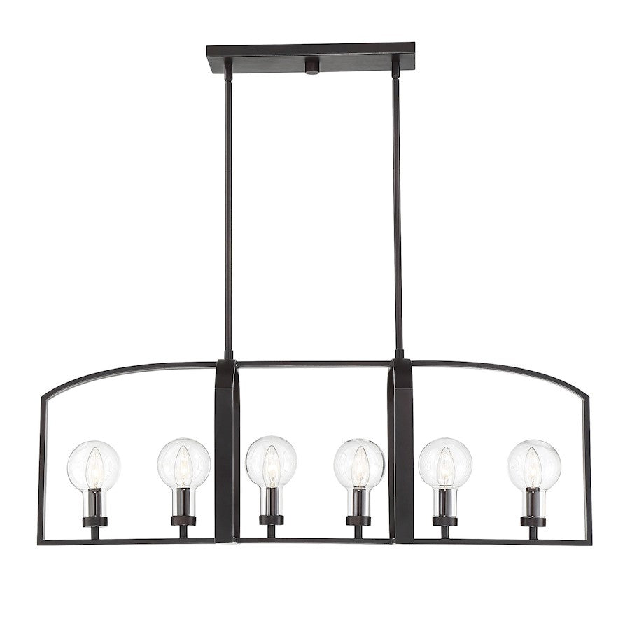 Savoy House Brockton 6 Light Outdoor Linear Chandelier, English Bronze