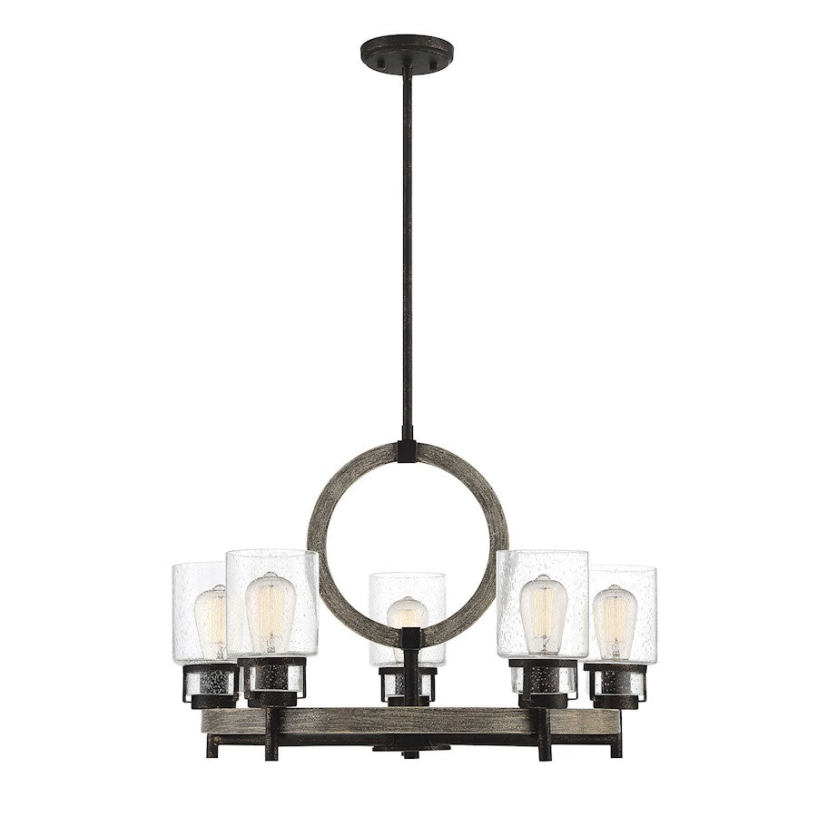 Savoy House Hartman Chandelier, Noblewood with Iron