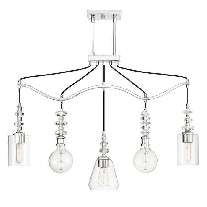 Savoy House Apollo 5 Light Linear Chandelier, Polished Chrome