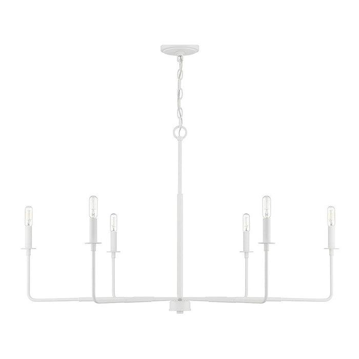 Savoy House Essentials Salerno 6 Light Chandelier, White Bisque/Strie Piastra