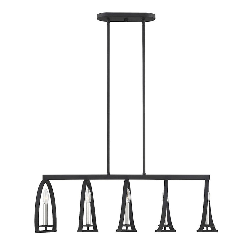 Savoy House Monteray 5 Light Chandelier, Black with Satin Nickel