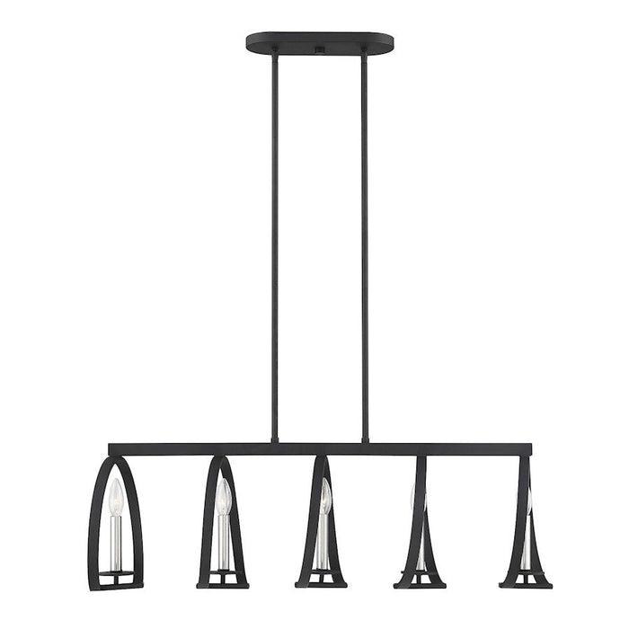 Savoy House Monteray 5 Light Chandelier, Black with Satin Nickel