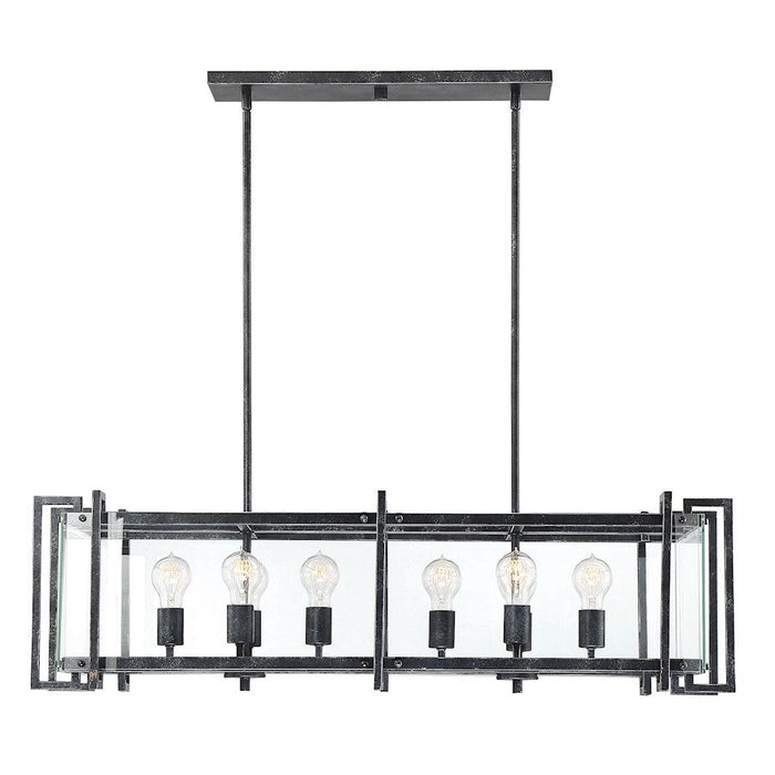 Savoy House Bennington 8 Light Linear Chandelier, Black Steel