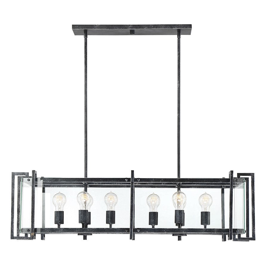 Savoy House Bennington 8 Light Linear Chandelier, Black Steel