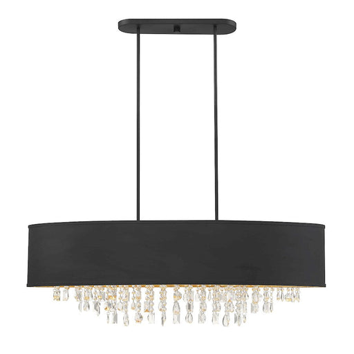 Savoy House Sparkler 8 Light Linear Chandelier, Black with Gold Leaf