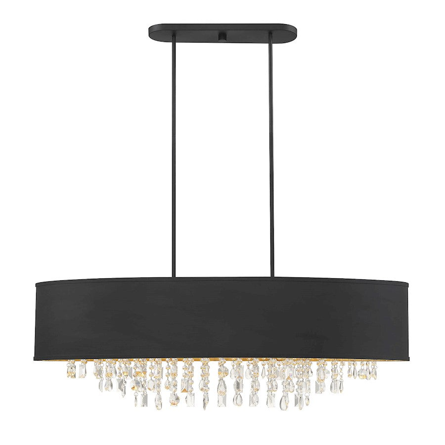 Savoy House Sparkler 8 Light Linear Chandelier, Black with Gold Leaf