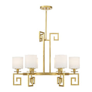Savoy House Quatrain 6 Light Chandelier, True Gold/White Opal - 1-2304-6-260