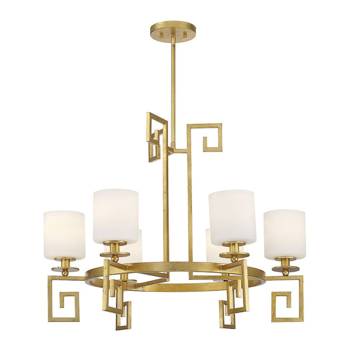 Savoy House Quatrain 6 Light Chandelier, True Gold/White Opal