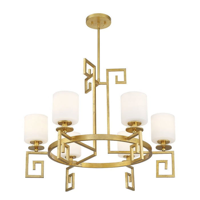 Savoy House Quatrain 6 Light Chandelier, True Gold/White Opal