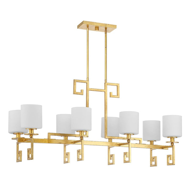Savoy House Quatrain 8 Light Linear Chandelier, True Gold/White